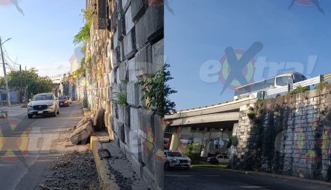 Riesgo en distribuidor vial de Cuautla por caída de concreto