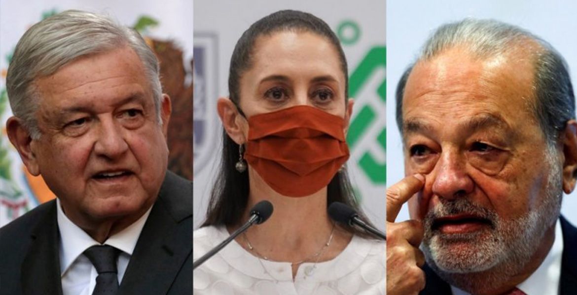 Carlos Slim y Claudia Sheinbaum se reúnen con AMLO en Palacio Nacional