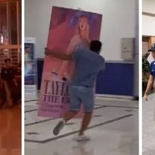 Fiebre Swiftie: Fans de Taylor Swift roban carteles del cine durante proyección de “The Eras Tour”