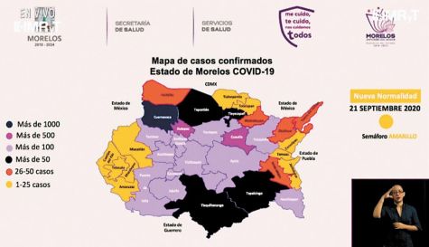 Bajo. Son diez municipios de Morelos  los que se encuentran aún por abajo de la línea de 25 casos positivos de COVID-19.